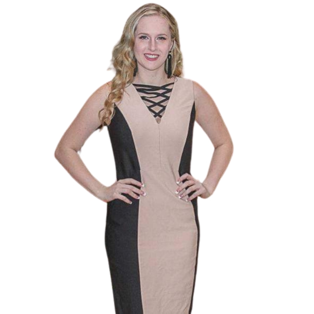 Jax sheath colorblind peach black business interview dress